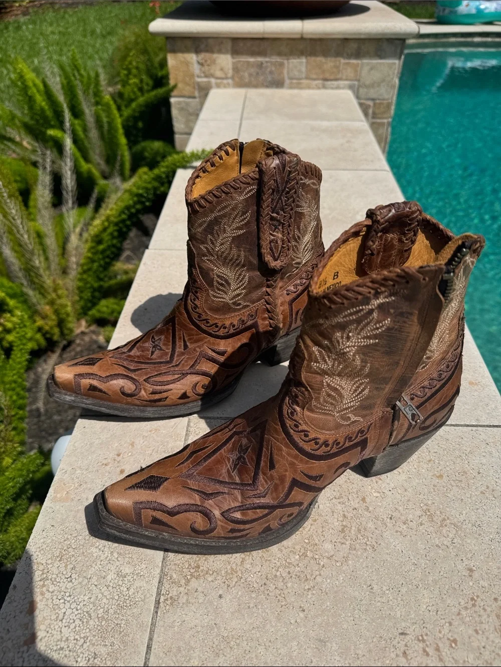 Old Gringo Brown Distressed Leather Embroidered Ankle Boots